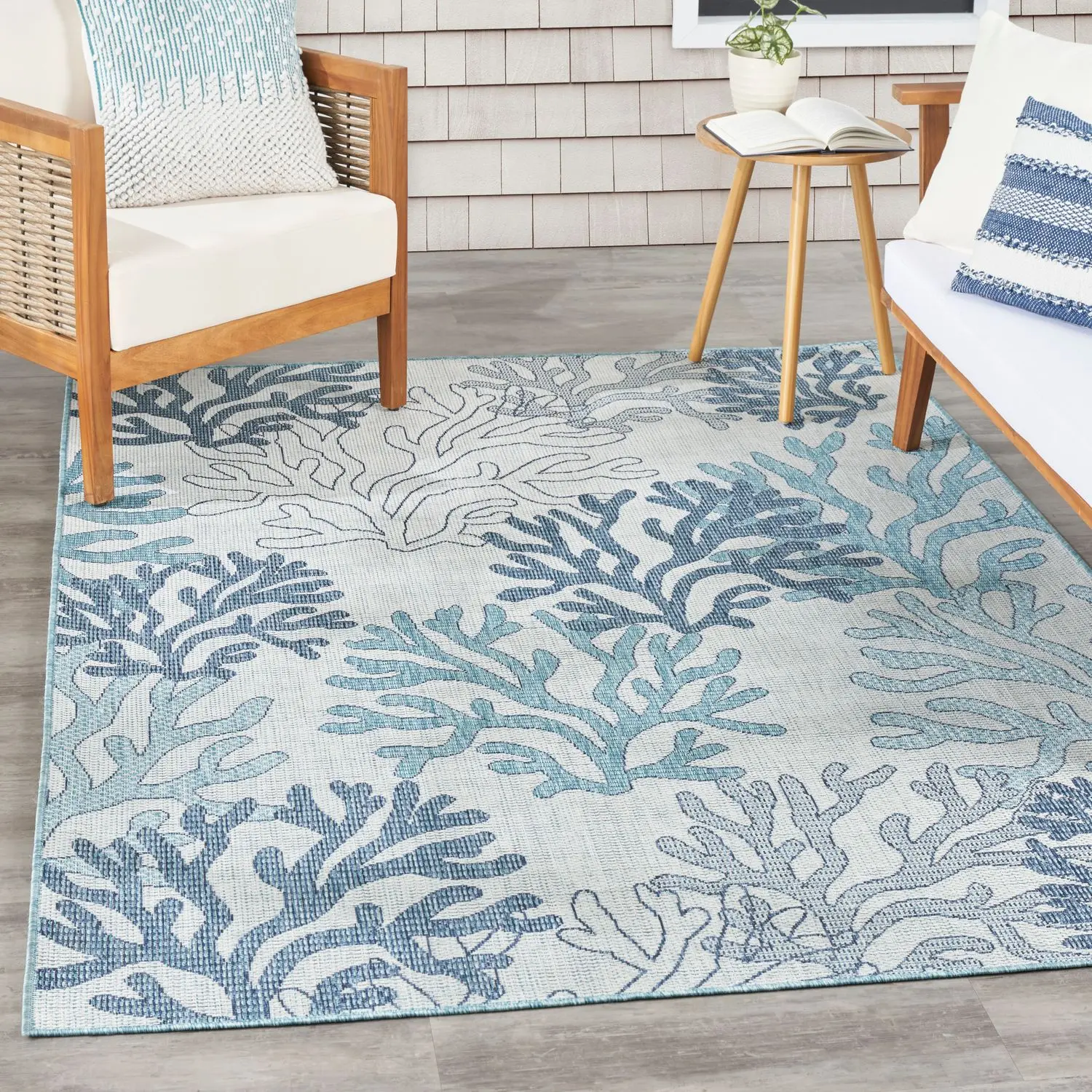 Nourison Garden Oasis Nautical Coral Beach Indoor/Outdoor Rug Nourison Garden Oasis Nautical Coral Beach Indoor/Outdoor Rug