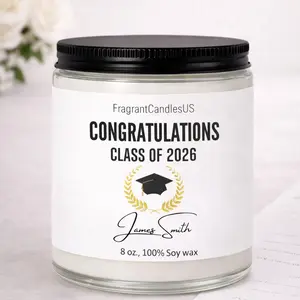 Congratulations Class of 2026 Candle Gift, Graduation Gift for Her Him, College Senior Graduation Party Decor, Inspirational Graduate Keepsake, High School University Commencement Present, Handmade Soy Candle for Daughter Son Friend Nurse Teacher Graduate