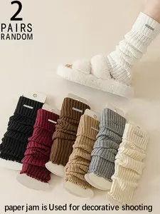 Women's Fashionable Metal Leg Warmers, Random Colors, Casual Style, Fitted Design, All Season Wear, Plain Pattern, Moderate Fabric Thickness, Casual Comfy Socks