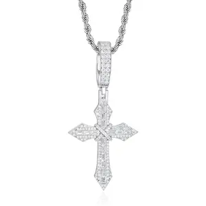 【#P899】Cross Pendant UCCIYO 18k Gold-Plated Lab-Created Moissanite S925 Sterling Silver Moissanite Pendant Necklace For Women Men Hip Hop Jewelry Gift