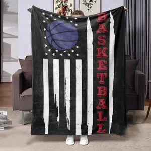 Basketball Pattern Blanket, Soft Warm Throw Blanket, Air-conditioned Room Blanket, Warm Nap Blanket for Home Office Travel