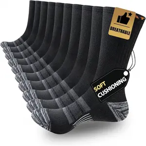 5/10 Pairs Mens Lightweight Athletic Crew Cushioned Breathable Work High Calf Long Boot Socks