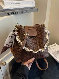 2026 New Women's Fashion Braided Bucket Bag, Versatile Large Capacity Casual Shoulder Crossbody Bag, Stylish and Practical Handbag