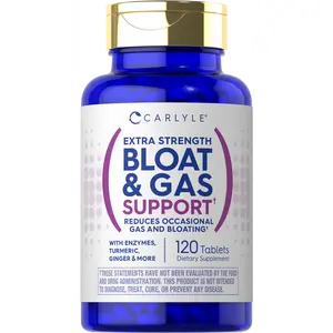 Carlyle Bloat & Gas Support for Men & Women | 120 Tablets | Extra Strength Pills | Supplement with Enzymes, Turmeric, Ginger & More | Non-GMO & Vegetarian Formula
