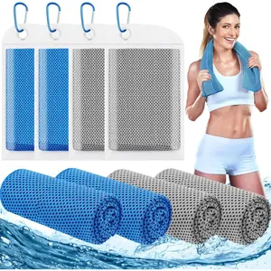 4 Pack Cooling Towels (40"x12"), Cooling Towels for Neck and Face, Gym Towel for Working Out, Soft Breathable Microfiber Ice Towel for Yoga Sport Running Golf