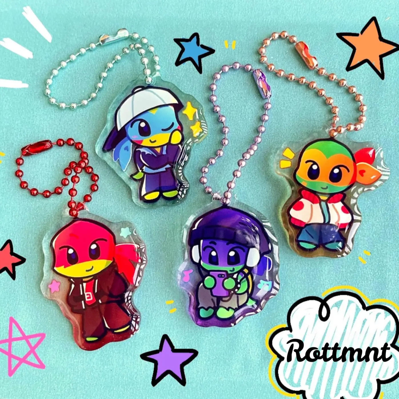 Stylish Bros Keychain, Rottmnt Charms, Rottmnt Acrylic Keychain, Cute Keyring Acrylic, Perfect Gift for Aphmau Fans, Collectible Character Charms, Backpack & Bag Accessories