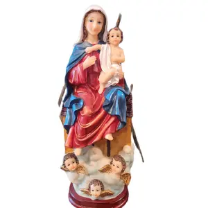 Virgin de Loreto 12" Statue with Cherubs and Angelic Details for Religious Decor Featuring Detailed Artistry and Spiritual Appeal
