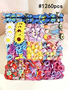 1260/1261 pieces - Women's hair accessory set gift box collection, including hair clips, hair rings, hair ties, Elastics in various materials and styles, suitable for daily wear, birthday, festival gifts, optional with a storage box