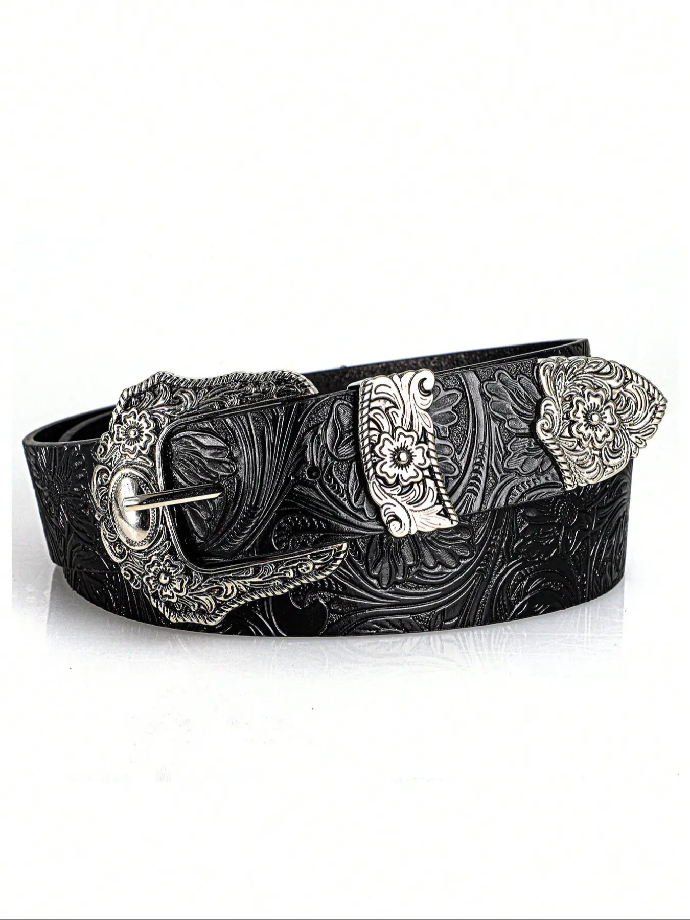 New Vintage design Adjustable Black Leather Embellished Belt bohemian hip charms What to wear with black boho belt - TikTok Shop main image 4