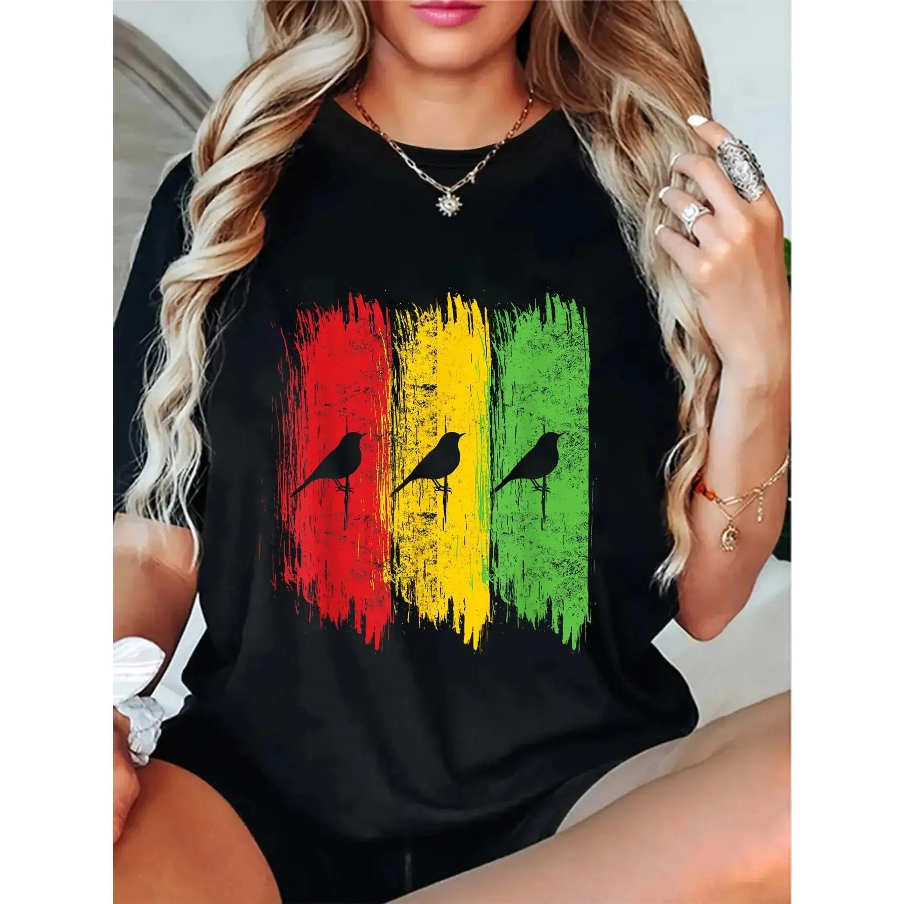 Unisex Good Rastafari Music Vibes Only Rasta Jamaika Reggae Round Neck Short Sleeve T-Shirt Women's Men Graphic Tee