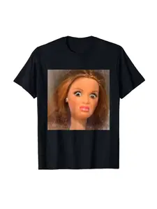 Funny Gross Doll Face Graphic T-Shirt for Men and Women, Breathable Casual Short Sleeve Top for All Seasons, Fitted Design