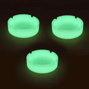 Silicone ashtray luminous ash tray small ashtrays for outside patio glow in the dark ashtray cute home ash trays high temperature heat resistant 3 pack
