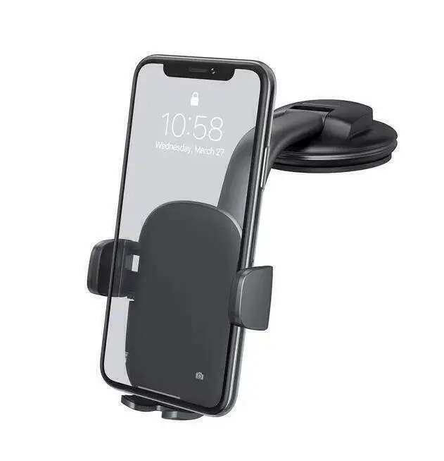 Strong Suction Cup Car Phone Mount for Windshield with Adhesive Base, 360° Adjustable Angle, Anti-Shake Soft Silicone, Scratch Resistant, Heatproof, Easy Installation, 1-Button Quick-Release, Compatible with iPhone & Samsung for Music, In-Car Navigation