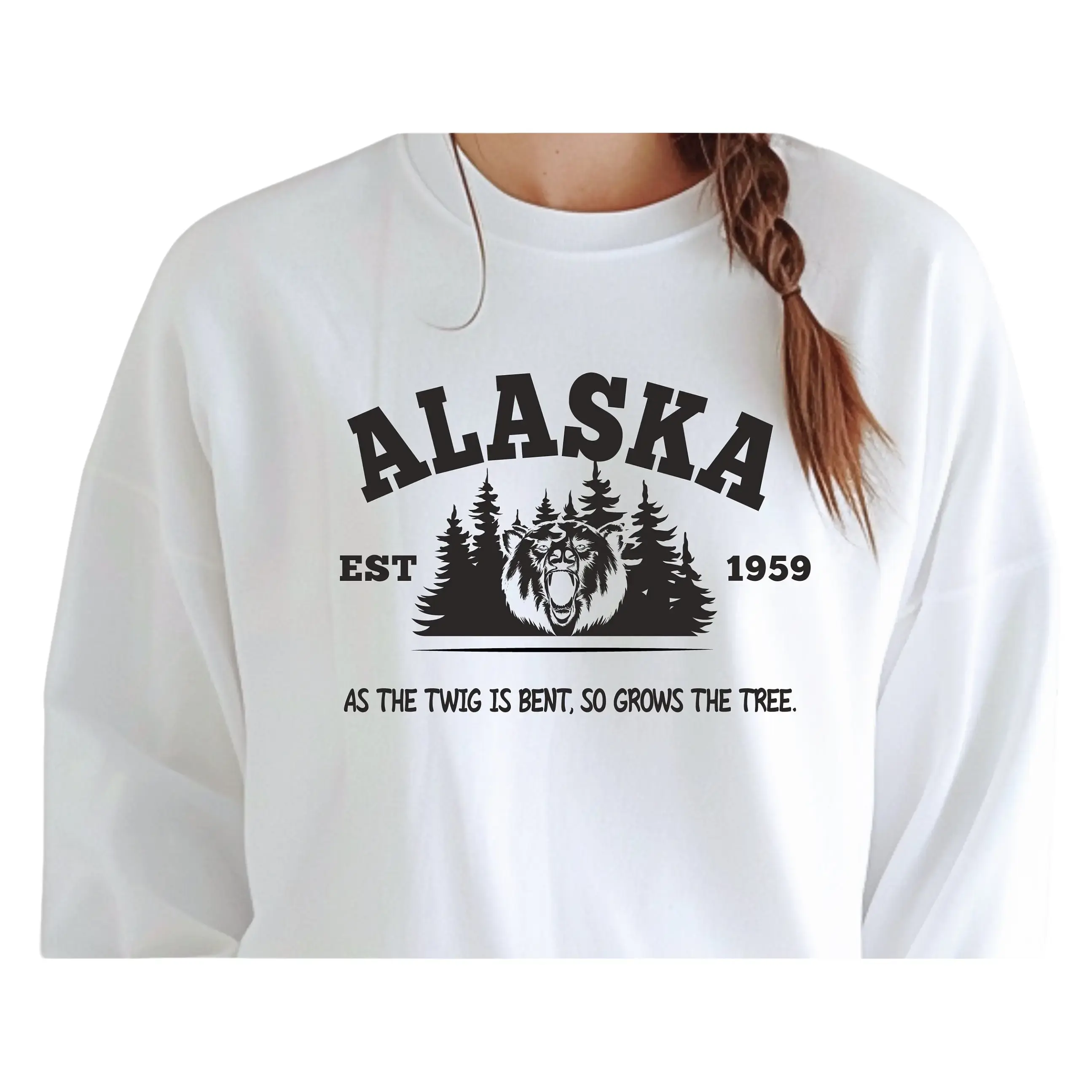 Alaska Sweatshirt, Est 1959 Bear Graphic Sweatshirt, Unisex Pullover