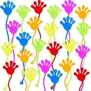 24 Piece Smiley Face Sticky Hands, Elastic Gift Bag Fillers, Party Favors, Party Supplies, Classroom Rewards (hand)