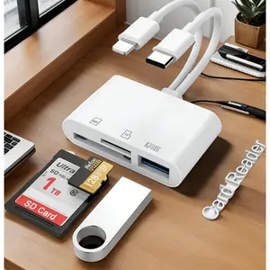 SD Card Reader for iPhone/Android Card Reader High Speed 5Gbps SD MicroSD Card Reader for iPhone USB C 5 in 1 Dual Interface Triple Slots Plug and Play No App Required for Dash Cam Digital Camera Drone iPhone iPad Android Mac Desktop Photography Outdoor S