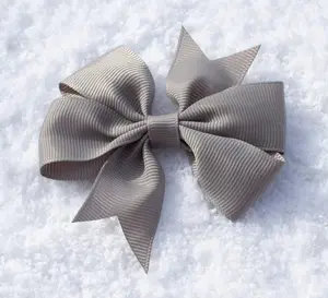 Gray Grosgrain Ribbon Hair Bow