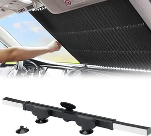 Retractable Windshield Sun Shade for Car, Blocks 99% UV Rays, Fits Front Window with Suction Cups, 2021 New"