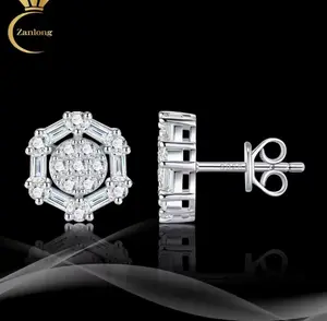 Octagon Moissanite Cluster Stud Earrings - Geometric Luxury