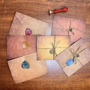 Vintage Letter Paper & Envelope Set, 1 Set Including 24 Sheets Letter Paper & 12 Envelopes & 60 Wax Seals & 1 Stamp & Accessories, Office Stationery & Supplies for Festival Party Birthday