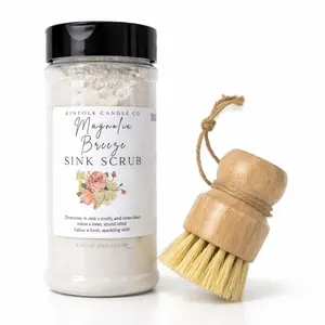 Spring Sink Scrub + Bamboo Brush Duo | Non-Toxic Kitchen Cleaner | Grease & Grime Remover | Aesthetic Clean Home