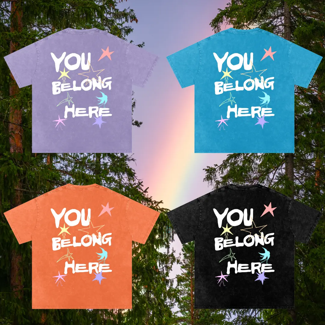 You Belong Here Snow Washed Oversized Cotton T-Shirt