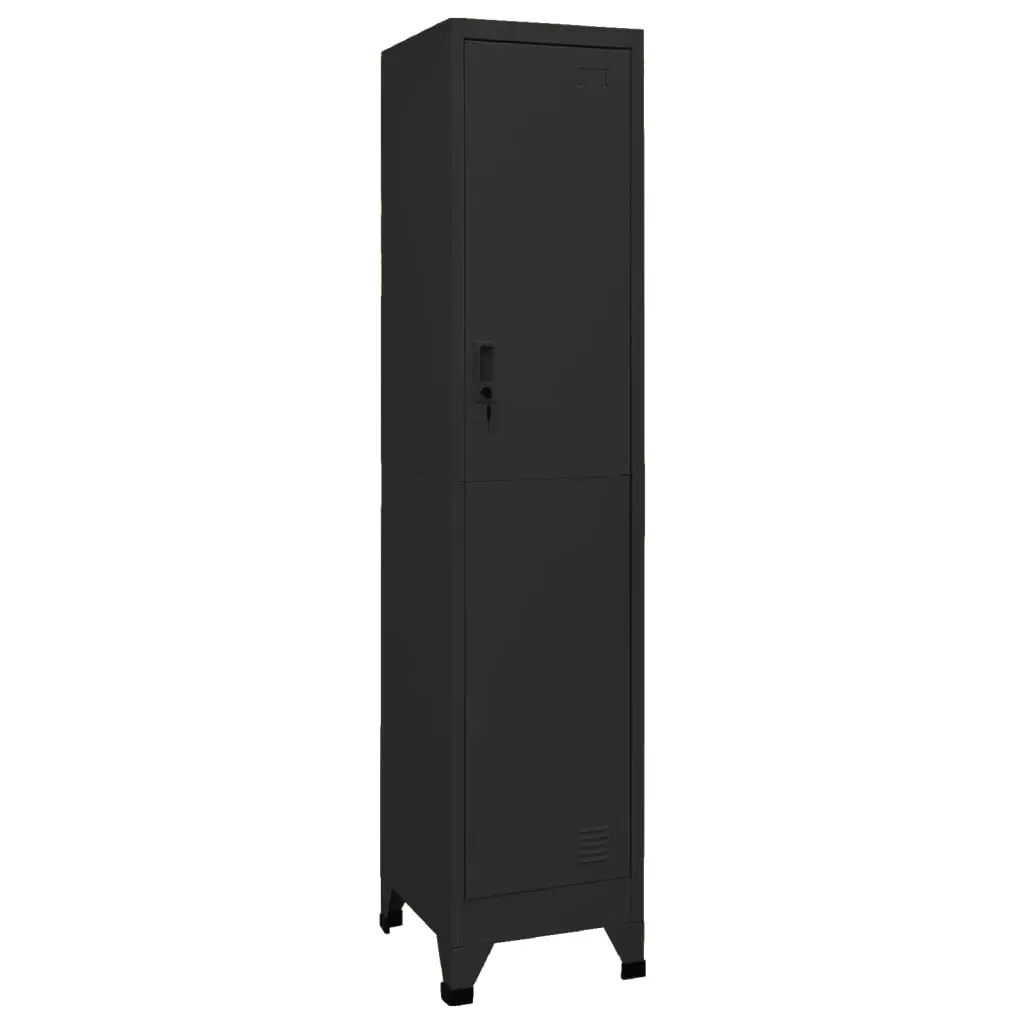 vidaXL Locker Cabinet, Home Office Storage Cabinet with Lockers, File Cabinet for Home School Changing Room, Storage Locker, Black Steel 339774