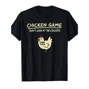 Chicken Game Don't Look At The Chicken Funny Graphic T-Shirt, Cotton Comfort Tee, Playful Humor Fashion Outfit, Casual Shirt, Ideal Gift for Him/Her