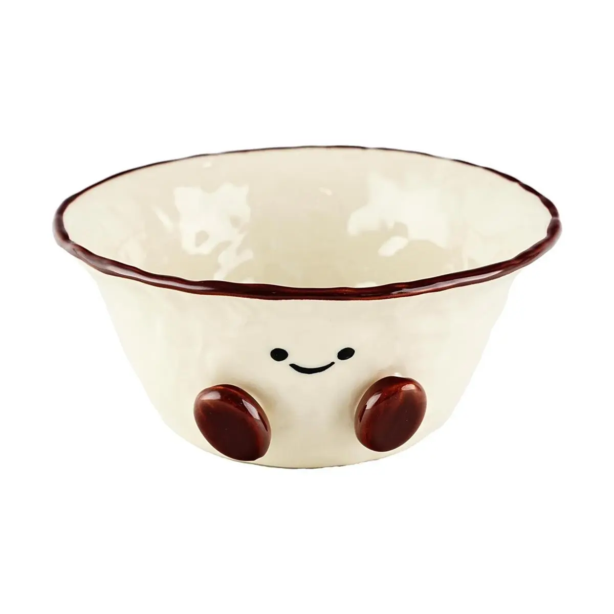 Kawashima 5-Inch Ceramic Rice Bowl - Cute Cocoa Bean Design, Perfect for Home Kitchen & Dining