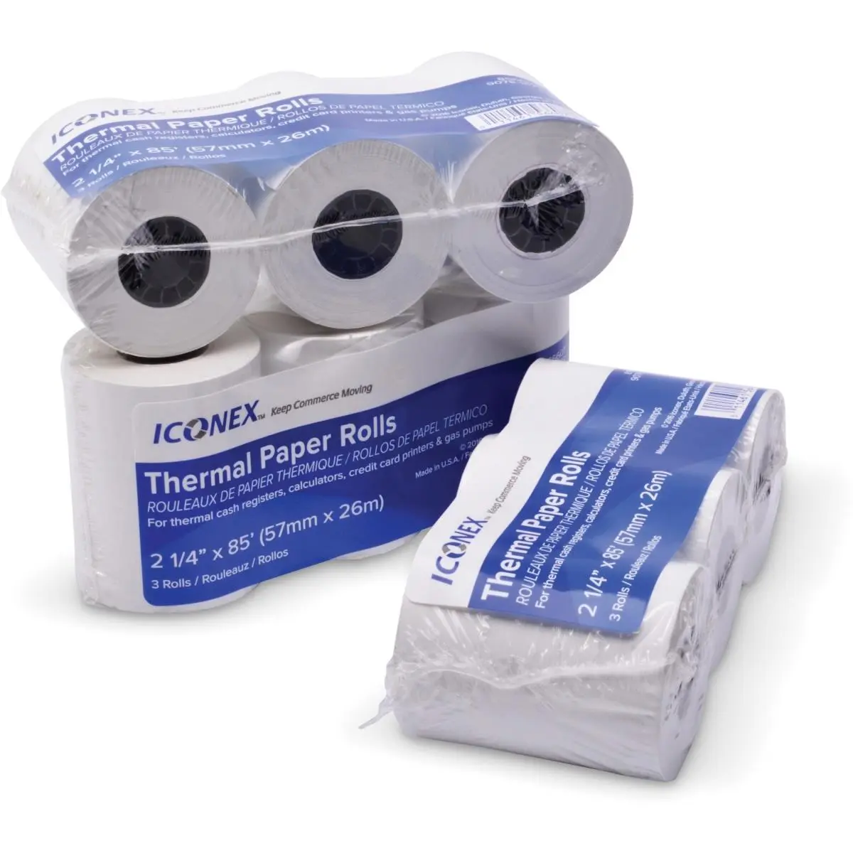 212 MAIN Thermal Printer Paper Receipt Rolls - 2.25 in x 85 ft White (Pack of 3), BPA-Free, Eco-Friendly Products, Simplicity Standard-Resolution, No Ink Replacement, Fast Printing, Crisp Images for Point of Sale Terminals, Restaurant Systems