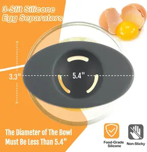 2PCS Silicone Egg Separators – Easy Egg Yolk & White Separator Tool with 3-Slit Design for Baking & Cooking