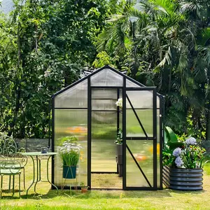 Vego Garden Junior Victorian Greenhouse 6.5 ft Durable Aluminum Frame with Polycarbonate Panels All-Season Greenhouse for Backyard or Patio HOA-Friendly Height
