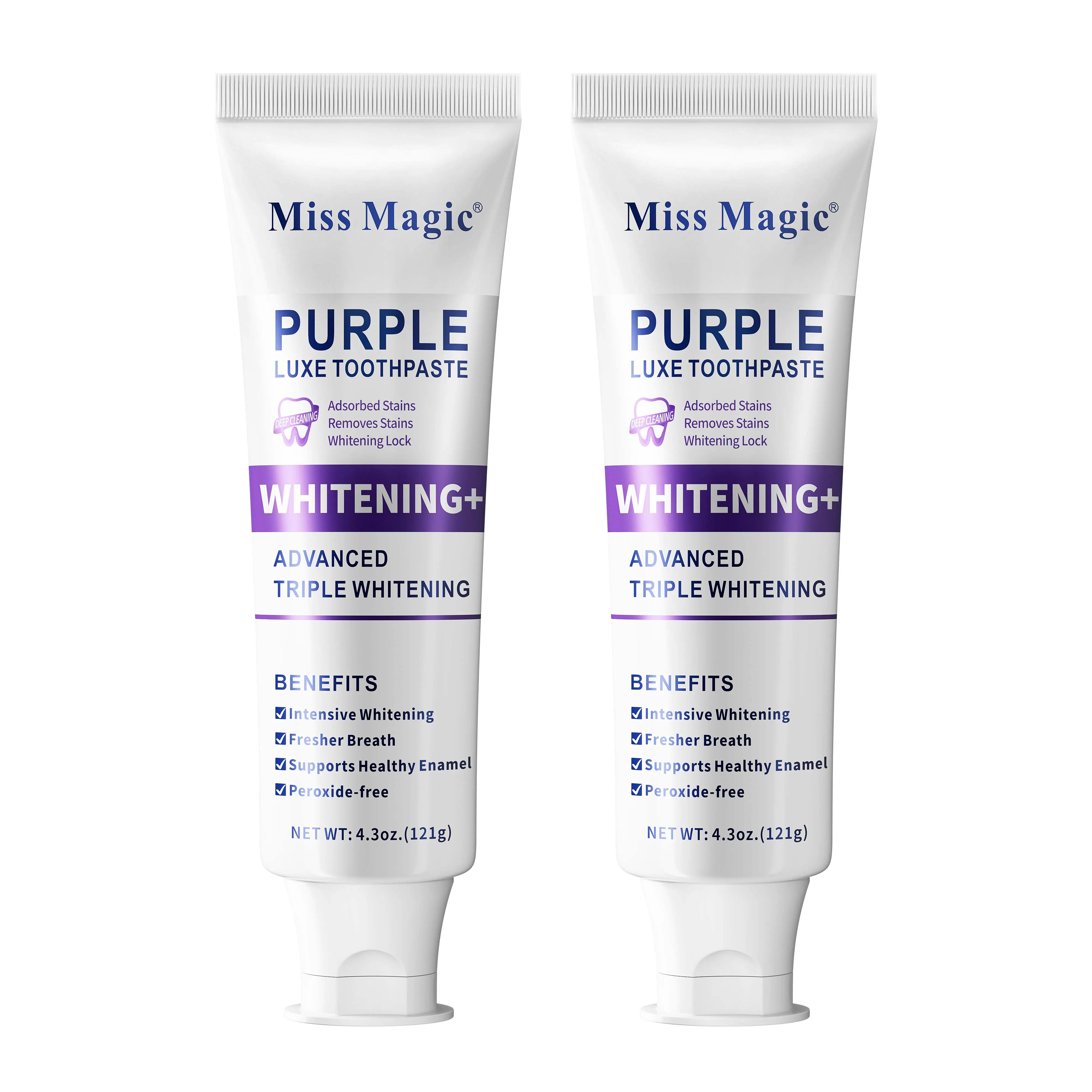 【Buy 1, Get 1 Free】Miss Magic Purple Toothpaste– Advanced Color-Correcting Whitening, Stain Removal, Long-Lasting Fresh Breath, Brightens Yellow Teeth, Supports Oral Health