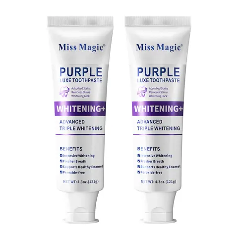 【Buy 1, Get 1 Free】Miss Magic Purple Toothpaste– Advanced Color-Correcting Whitening, Stain Removal, Long-Lasting Fresh Breath, Brightens Yellow Teeth, Supports Oral Health