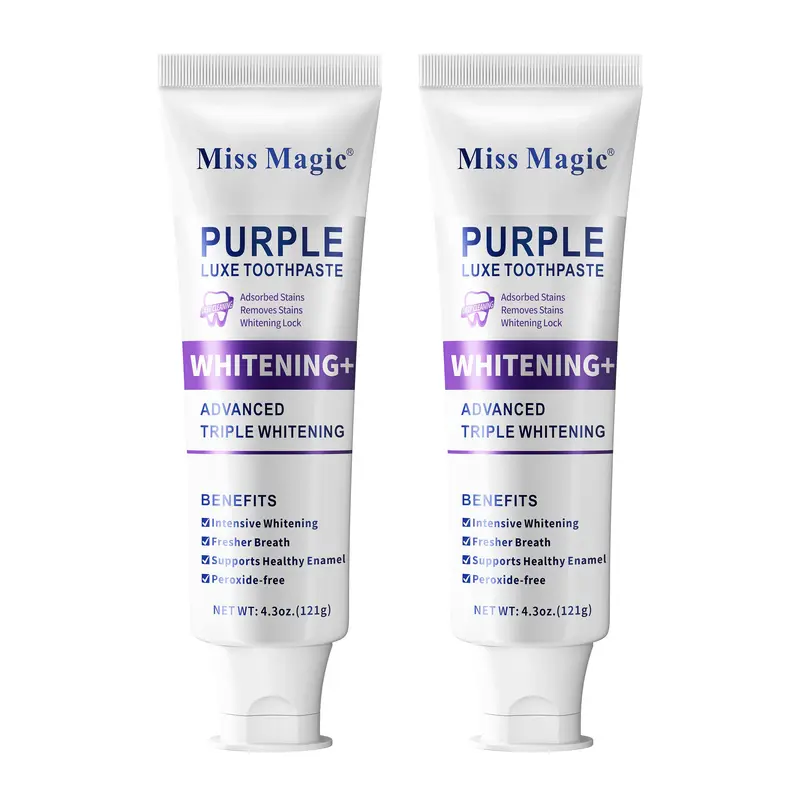 【Buy 1, Get 1 Free】Miss Magic Purple Toothpaste– Advanced Color-Correcting Whitening, Stain Removal, Long-Lasting Fresh Breath, Brightens Yellow Teeth, Supports Oral Health