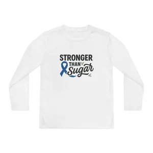 Youth "Stronger Than Sugar" Diabetes Awareness Long Sleeve Shirt – Blue Ribbon Empowerment Top
