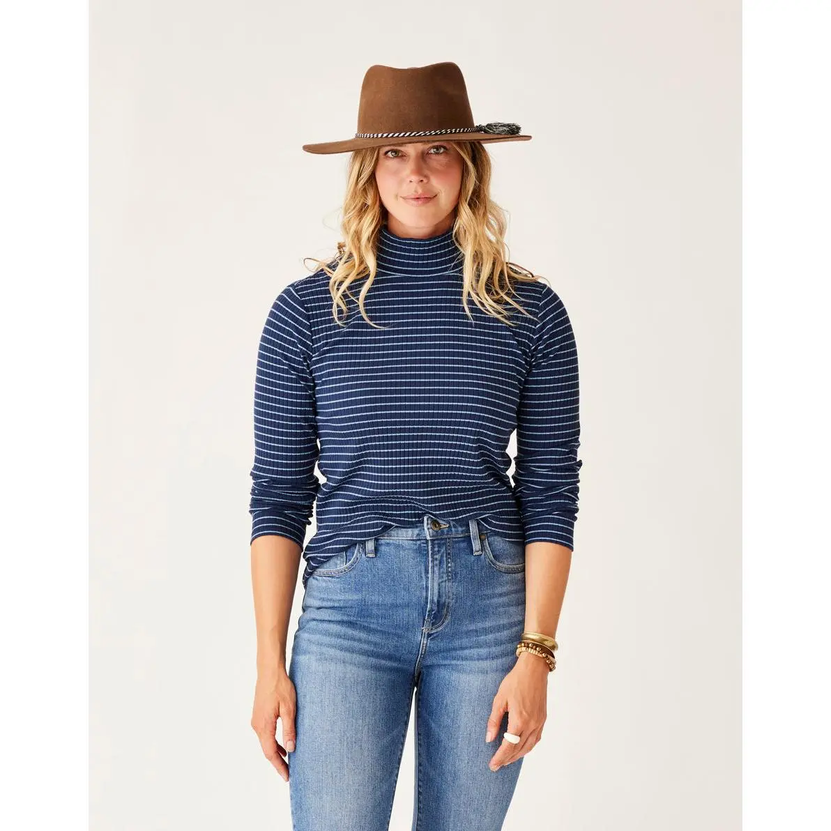 Denise Turtleneck: Navy Mini Breton