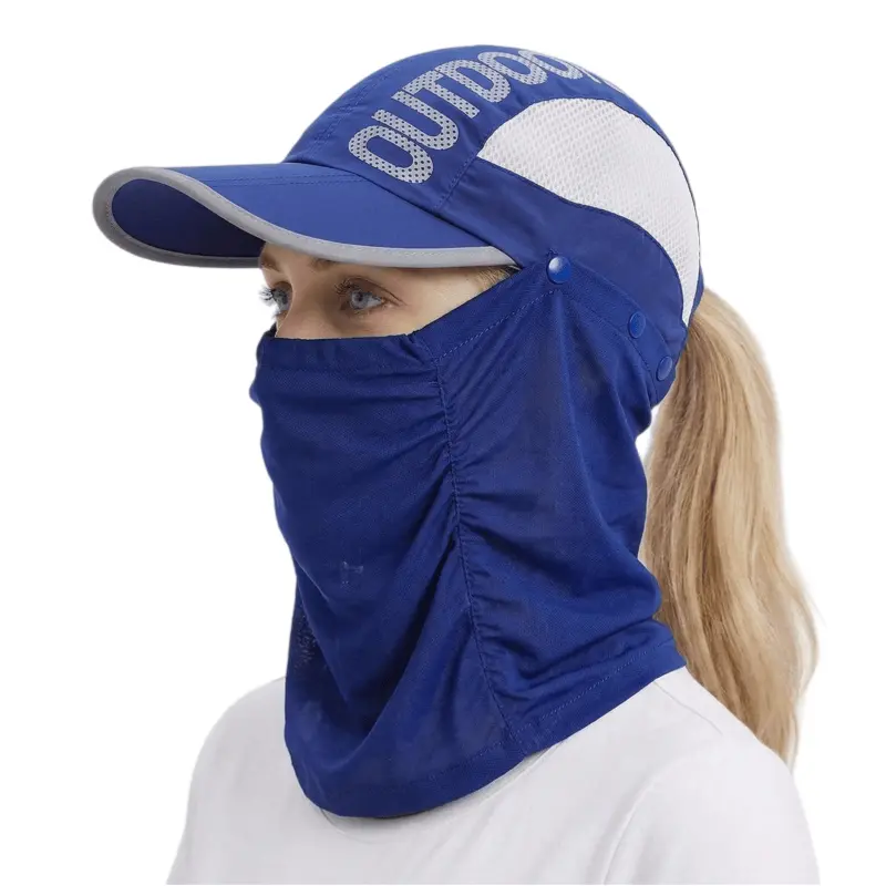 Women's UPF 50+ Sun Hat with Neck Flap, Face Cover, Ponytail Hole - Hats for Women, Outdoor Gardening Sports Accessory Cap, Breathable Cap, Outdoor Hiking Hat