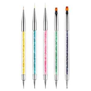 5 PCS Nail Dotting Tools Nail Art Brushes Set, Gel Polish Acrylic Nail Brush, Nail Dotting Pen Liner Brush Cleaning Brush, Nail Design Tools Nail Brushes for Nail Art