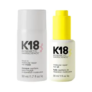 K18 Biomimetic Molecular Repair Leave-In Hair Mask 1.7oz + Hair Oil 1oz Duo