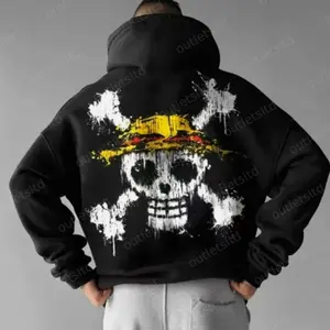 Oversized Unisex Anime #OnePieceee Print Hoodie, Straw Hat Pirates Graphic Hoodie, Casual Streetwear Hoodie, Gift For Anime Fans TEFBS