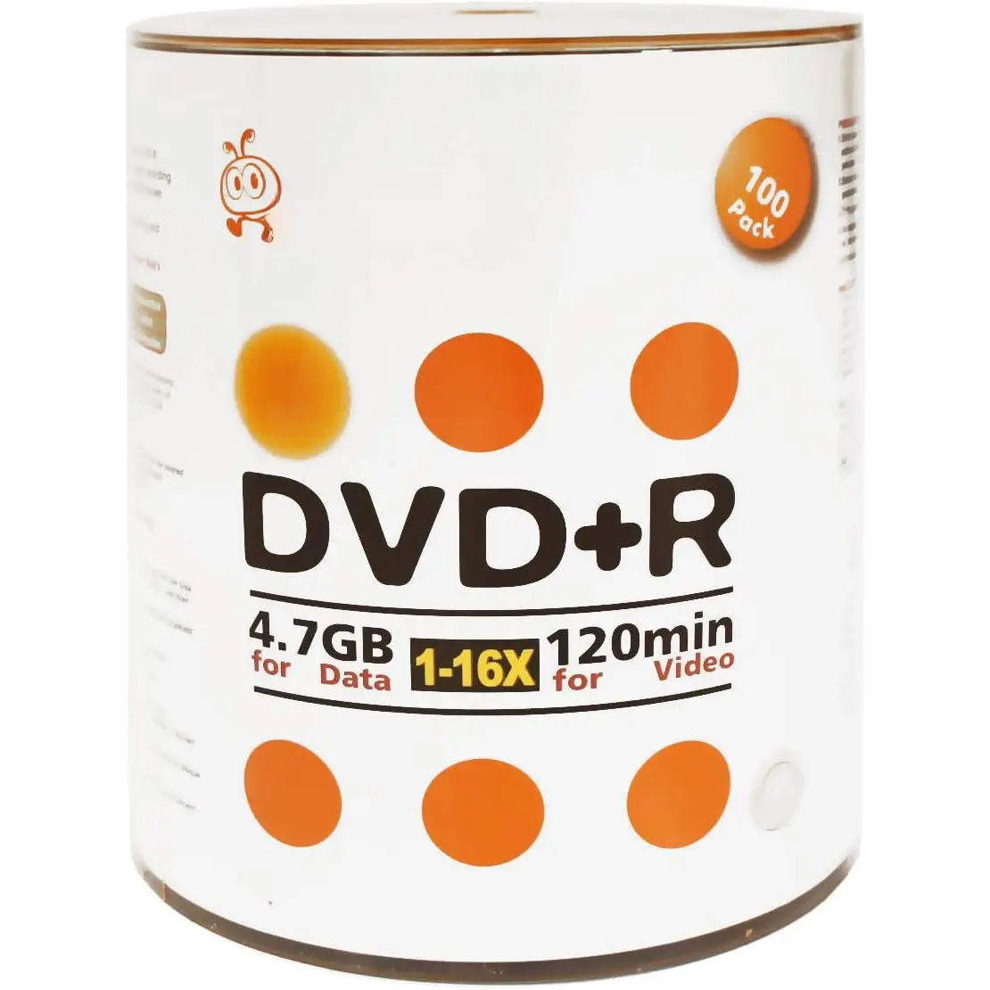 100-Count AAA Grade DVD+R Blank Discs, 4.7GB 16x Logo Recordable Discs with Excellent Compatibility for Long-Term Data Archiving, File Backup (Computers & Office Data Storage, Preserves Videos & Photos)