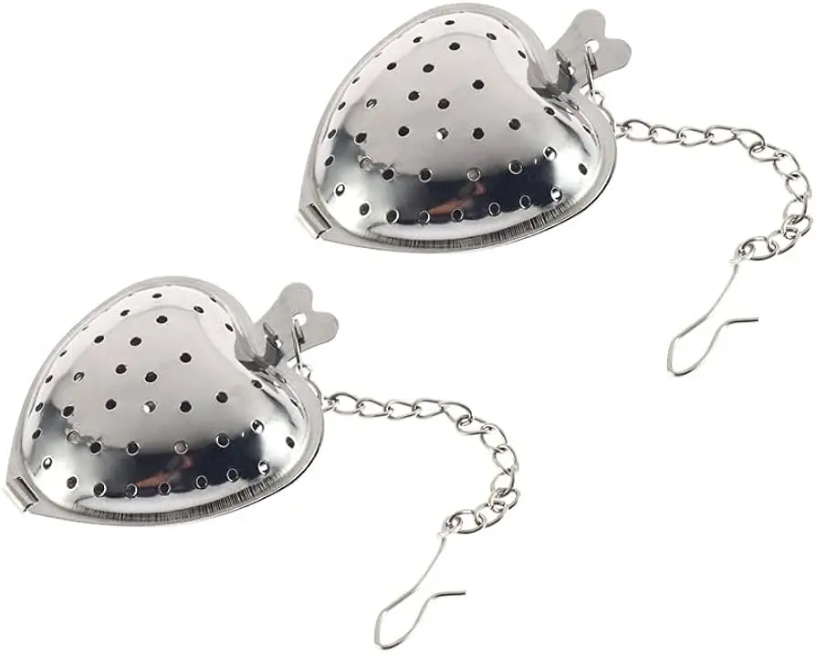 Heart Shape Tea Infuser Strainer - Resistant Rust Perforated Mesh Kitchen Tool, Durable, Non-Toxic, Odor-Free Individual Serving Filter for Loose Leaf Preparation
