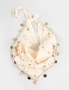 FULL TILT Womens Crochet Floral Charm Headscarf, Cream FULL TILT Womens Crochet Floral Charm Headscarf, Cream