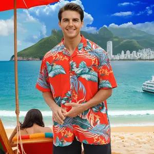 DOKKIA Hawaiian Aloha Shirt Tropical Beach Summer Casual Short Sleeve Floral Luau Party Vacation Menswear Guayabelle StreetWear Tops