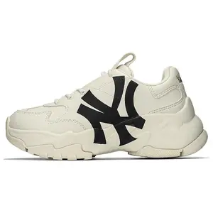 MLB Big Ball Chunky A Synthetic Leather Casual Low-Top Dad Sneaker, Unisex Walking Athletic Sports Footwear (Beige)