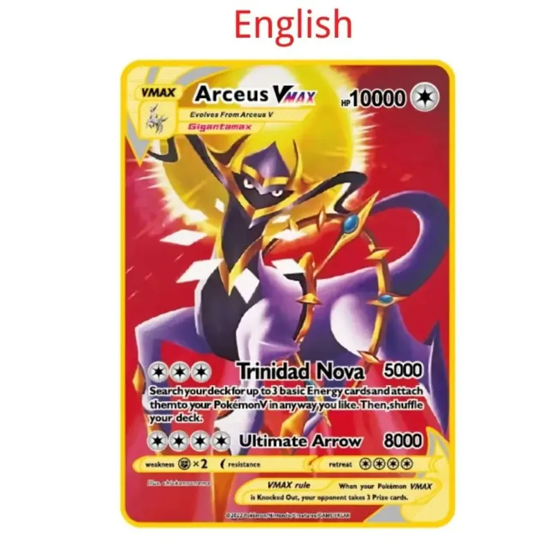 Pokemon English Metal Card Anime Pikachu Charizard Mewtwo Blastoise Vmax  Shiny Letters Game Collection Card Kids Toy Gifts - TikTok Shop