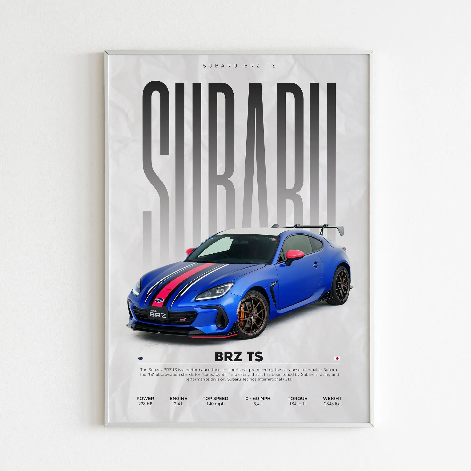Subaru BRZ tS Poster No Frame  | Hyper Car Poster | Super Car Print | Art Print | Poster | Home Decor | Wall Decor