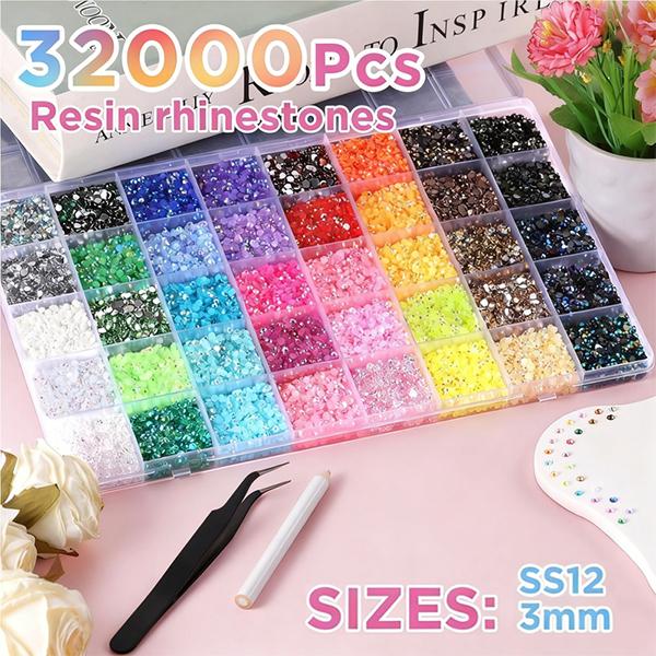 1 Box Multicolor 40 Color 3mm Jelly Rhinestones,Flatback Resin Gems for Bedazzling, DIY Crafting, Diamond Art & Nail Art, Bedazzler Kit