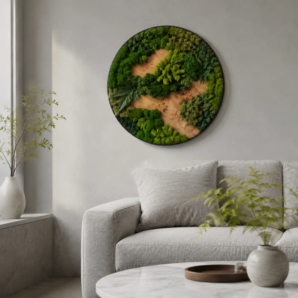 One-of-a-Kind Handmade Moss Wood Wall Hanging, Zero Care Preserved Nature Moss Wall Art, Unique Thoughtful Gift For Nature Lovers Home Decor